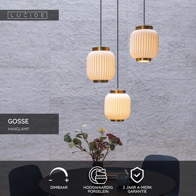 Lucide GOSSE - Hanglamp - 3xE27 - Wit